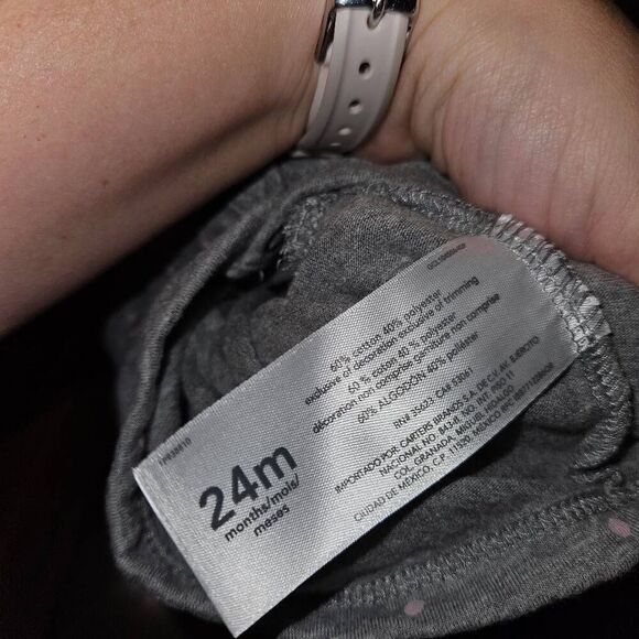 5 For $25 Carter's Grey With Pink Polkadots Onesie With Skirt Baby Size 24 M - Picture 3 of 4